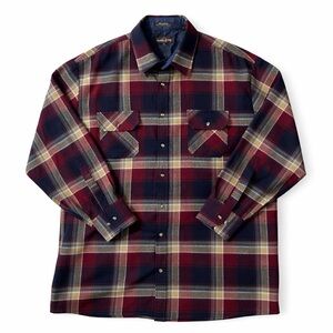 Vintage 90s Northwest Territory Navy and Red Plaid Shirt unworn or washed